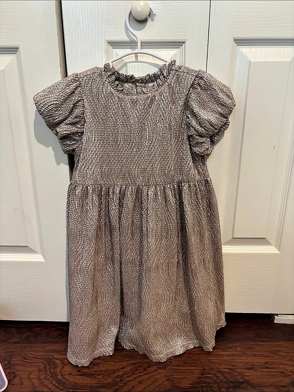 Kids' Shimmer Ruffle Sleeve Dress 8t